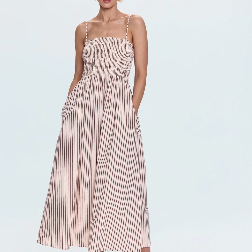 Pistola Bianca Striped Maxi Dress in Cream and Brown